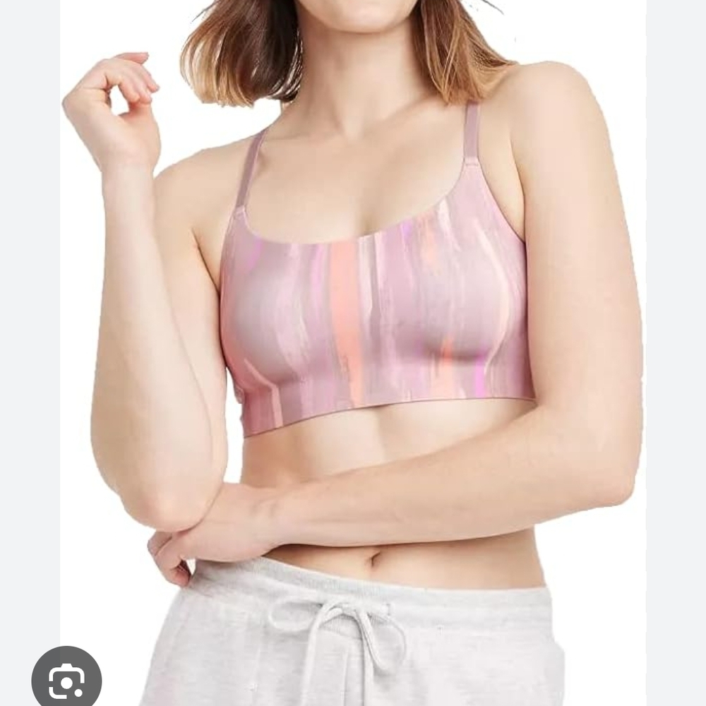 Auden Pink and Purple Sports Bra with Soft Stripes
